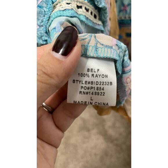 Saints & Hearts Midi Dress Womens Size L Floral Paisley Mixed Print Boho Flowy - Picture 10 of 15